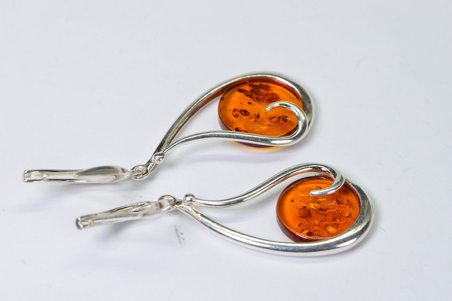 Baltic Amber Sterling Silver Drop Earrings, Honey Gemstone Jewelry