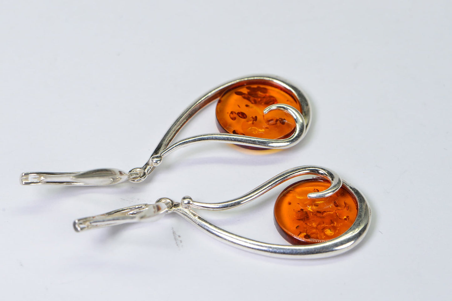 Baltic Amber Sterling Silver Drop Earrings, Honey Gemstone Jewelry