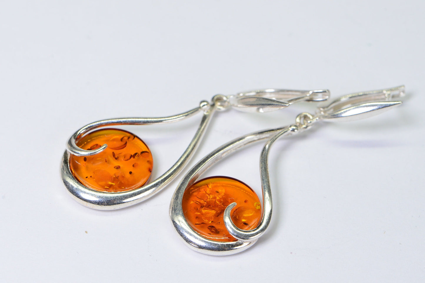 Baltic Amber Sterling Silver Drop Earrings, Honey Gemstone Jewelry