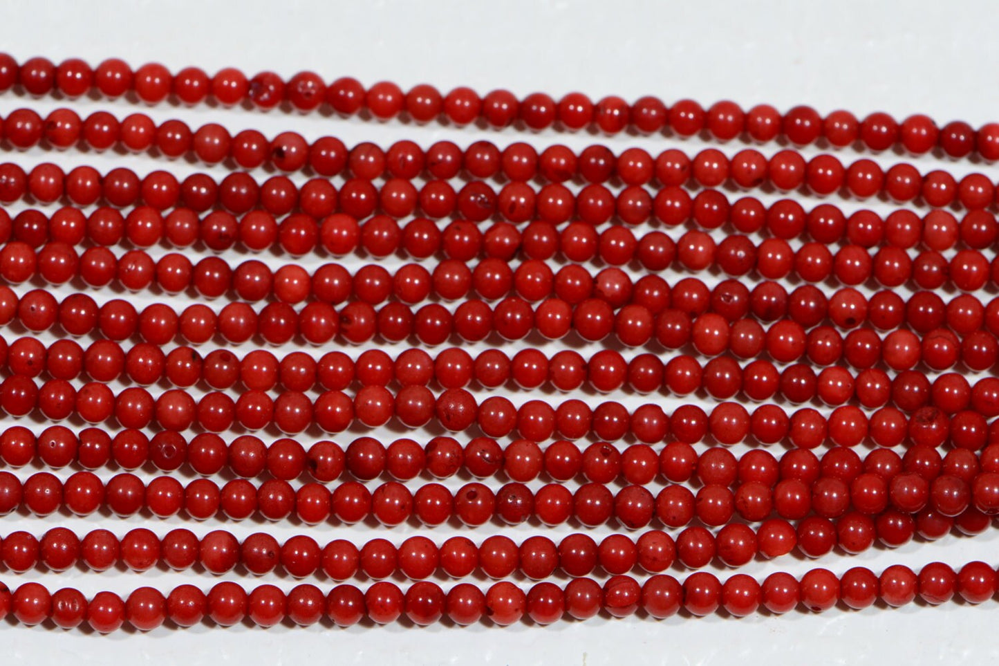 2mm Red Coral Gemstone Beads: Natural Round Strand