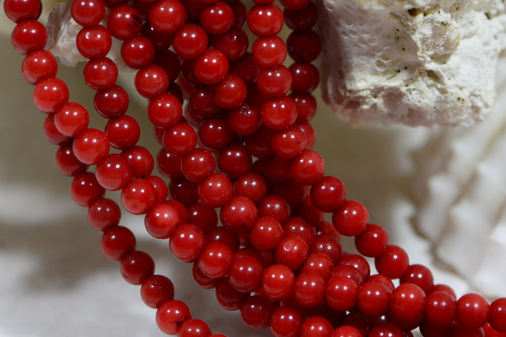 2mm Red Coral Gemstone Beads: Natural Round Strand