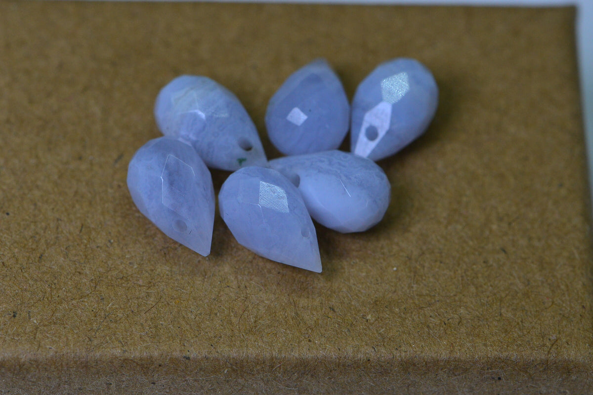 Faceted Blue Lace Agate Teardrop Beads: Jewelry Making Supplies