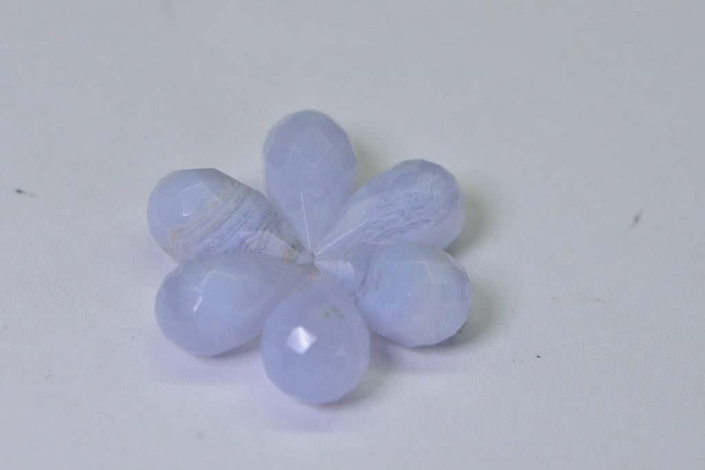 Faceted Blue Lace Agate Teardrop Beads: Jewelry Making Supplies