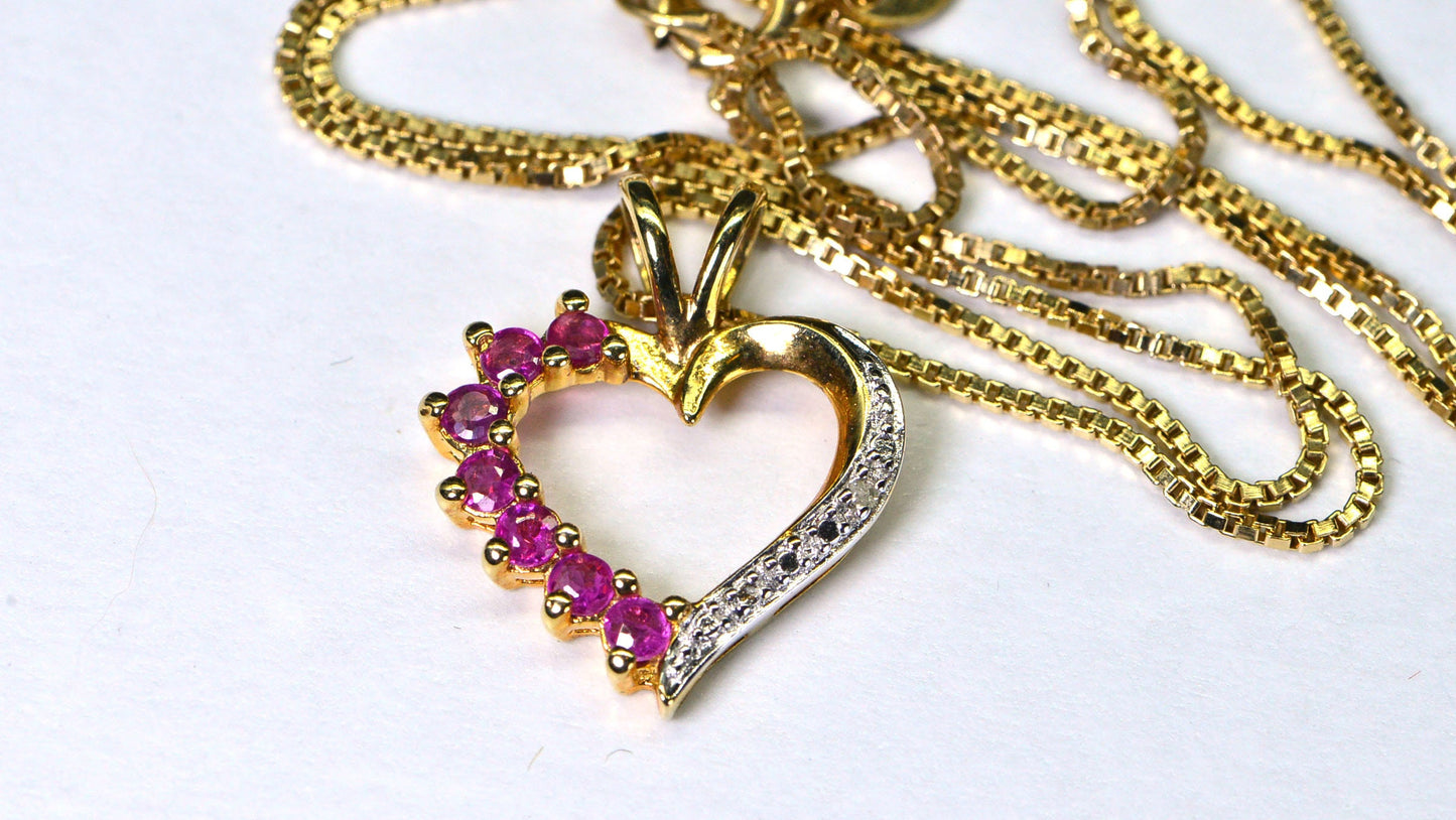 Ruby Diamond Heart Pendant, 14K Gold Over Sterling Silver Necklace