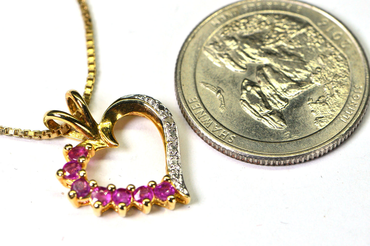 Ruby Diamond Heart Pendant, 14K Gold Over Sterling Silver Necklace