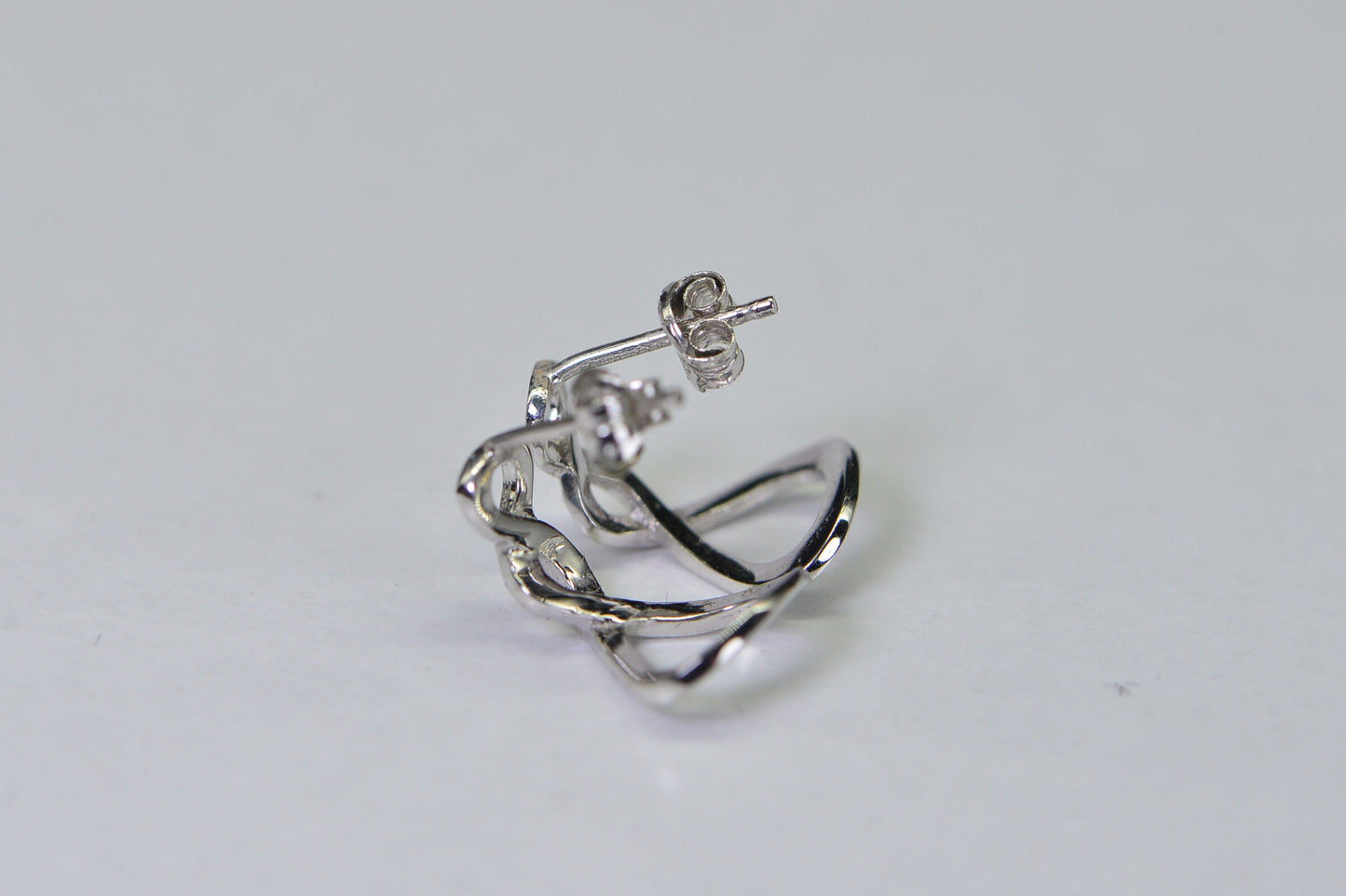 18K White Gold Infinity Stud Earrings: Dainty Twist Design