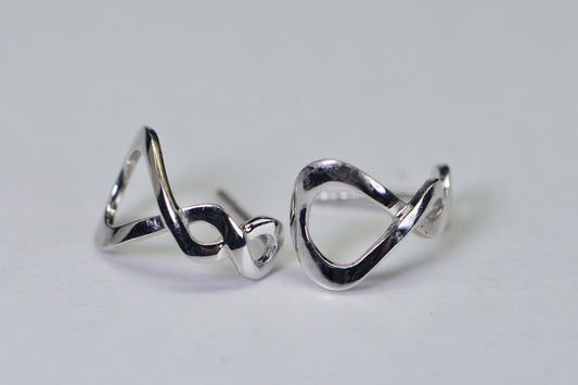 18K White Gold Infinity Stud Earrings: Dainty Twist Design