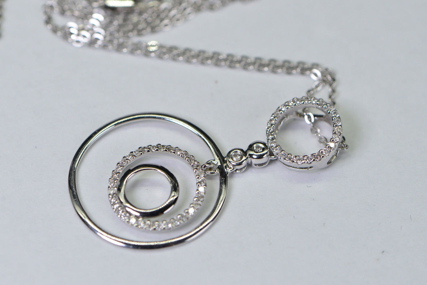 14K White Gold Diamond Circle Pendant, Anniversary Gift