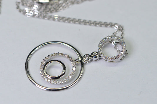14K White Gold Diamond Circle Pendant, Anniversary Gift