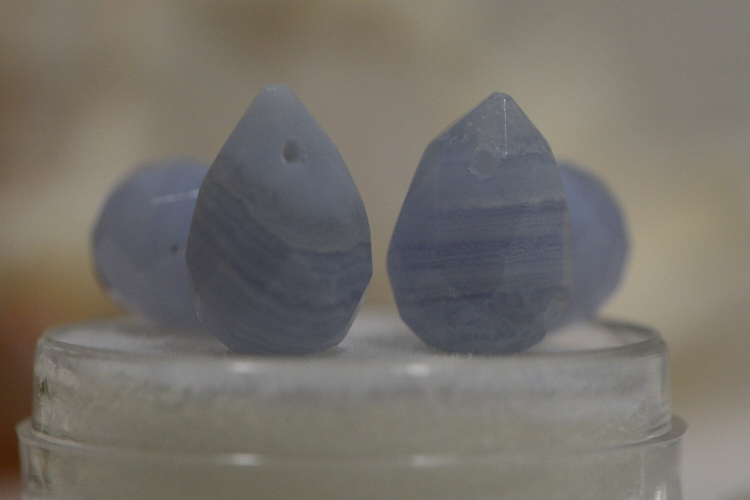 Blue Lace Agate Beads: Faceted Teardrop Gemstone, 12x8mm (4pcs)