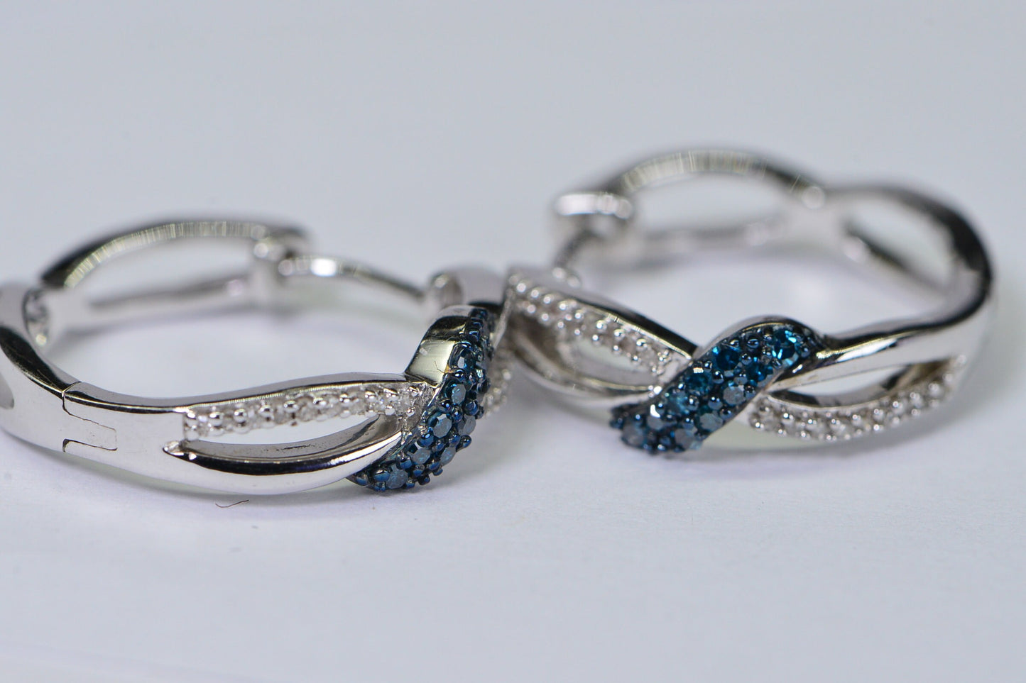 Real Diamond Small Hoop Earrings In Sterling silver Hinge Earrings