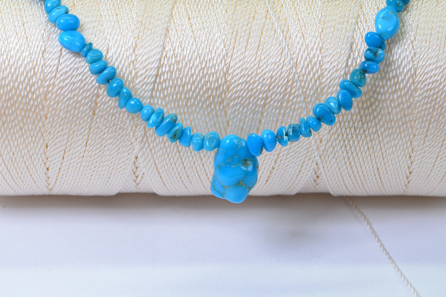Arizona Sleeping Beauty Turquoise Nugget Necklace, Sterling Silver Choker