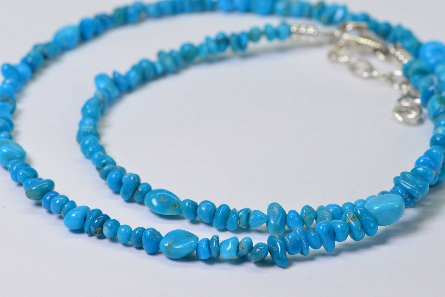 Arizona Sleeping Beauty Turquoise Nugget Necklace, Sterling Silver Choker