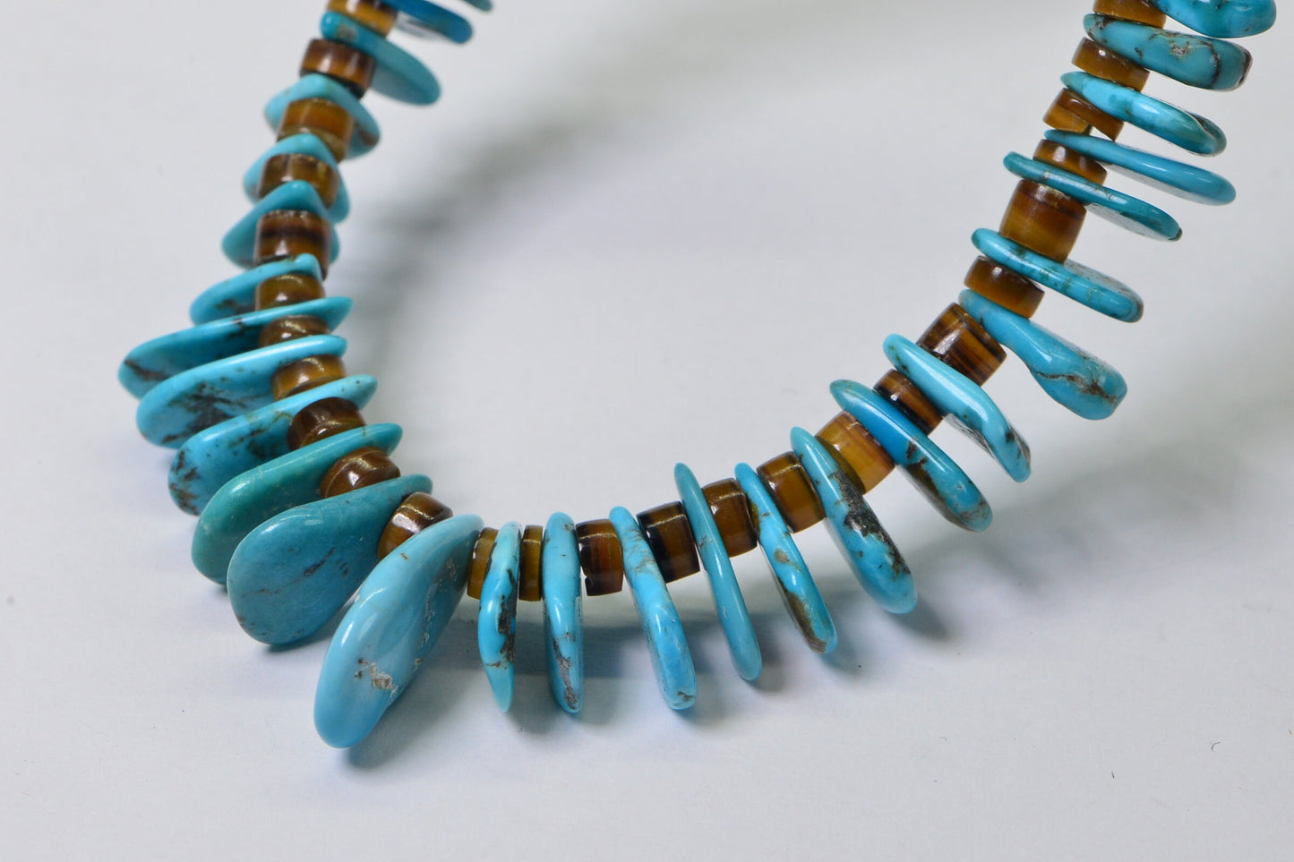 Kingman Turquoise Slab Necklace: Vintage Sterling Silver & Oyster Shell