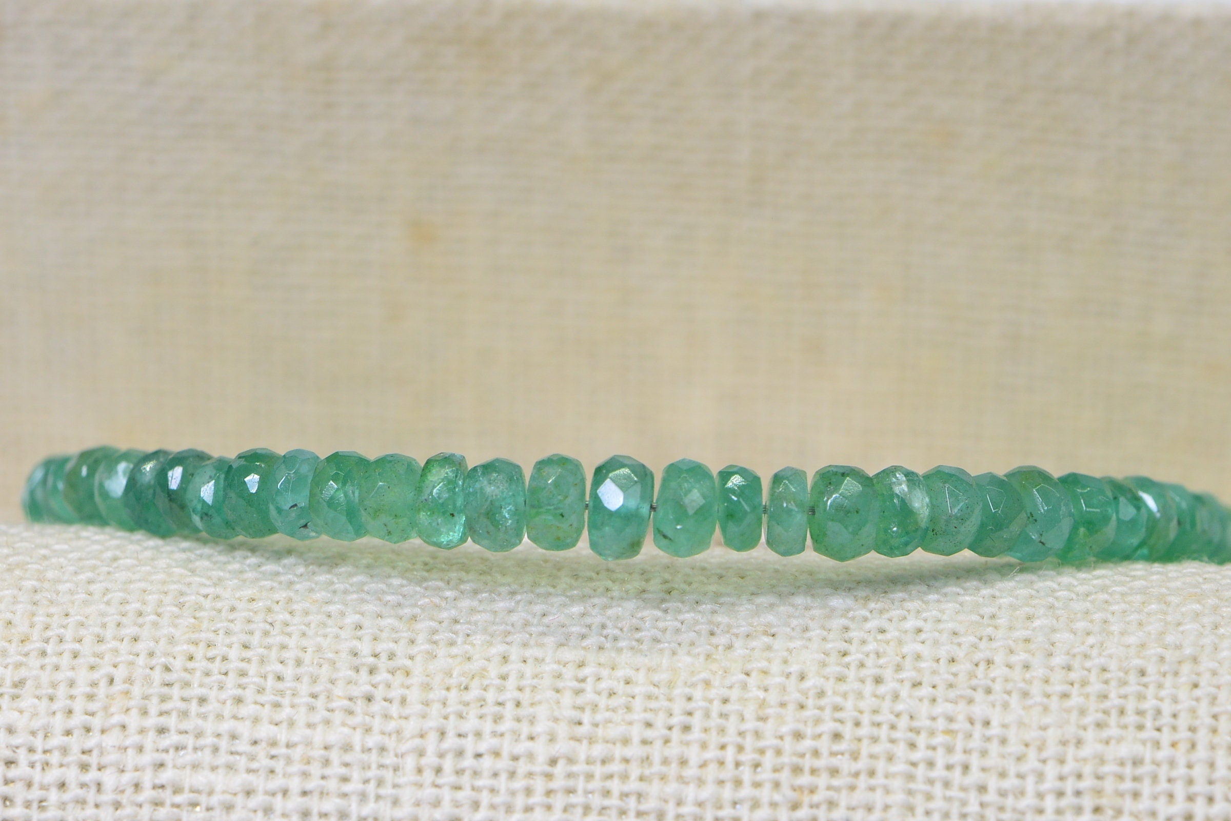 Colombian Emerald Beaded Bracelet: Sterling Silver May Birthstone