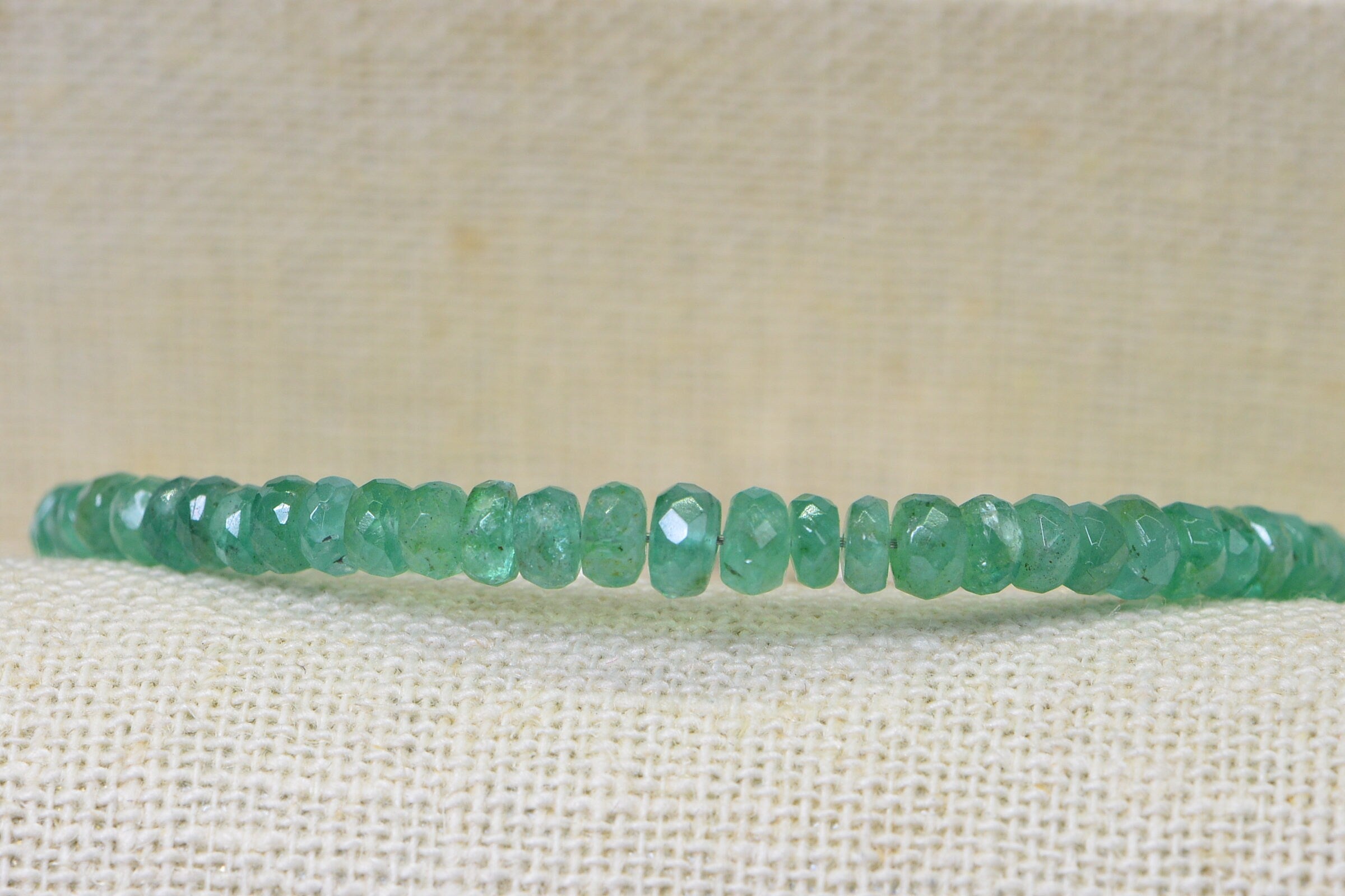 Colombian Emerald Beaded Bracelet: Sterling Silver May Birthstone