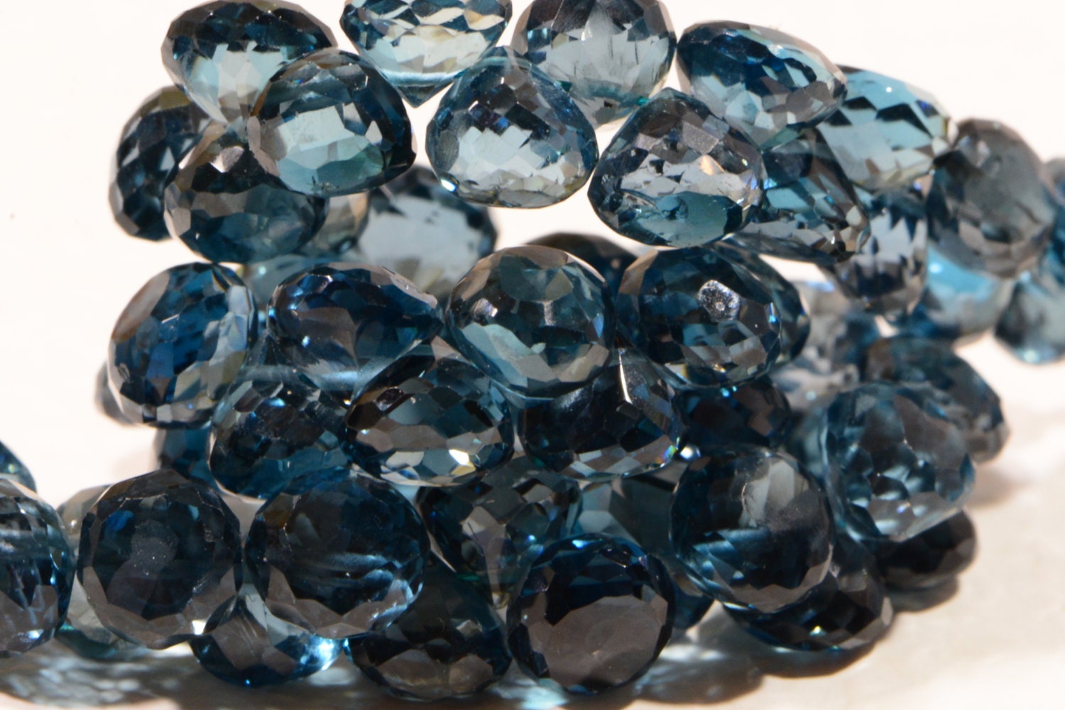 Faceted London Blue Topaz Beads: AAA Onion Cut Gemstone (2pcs)