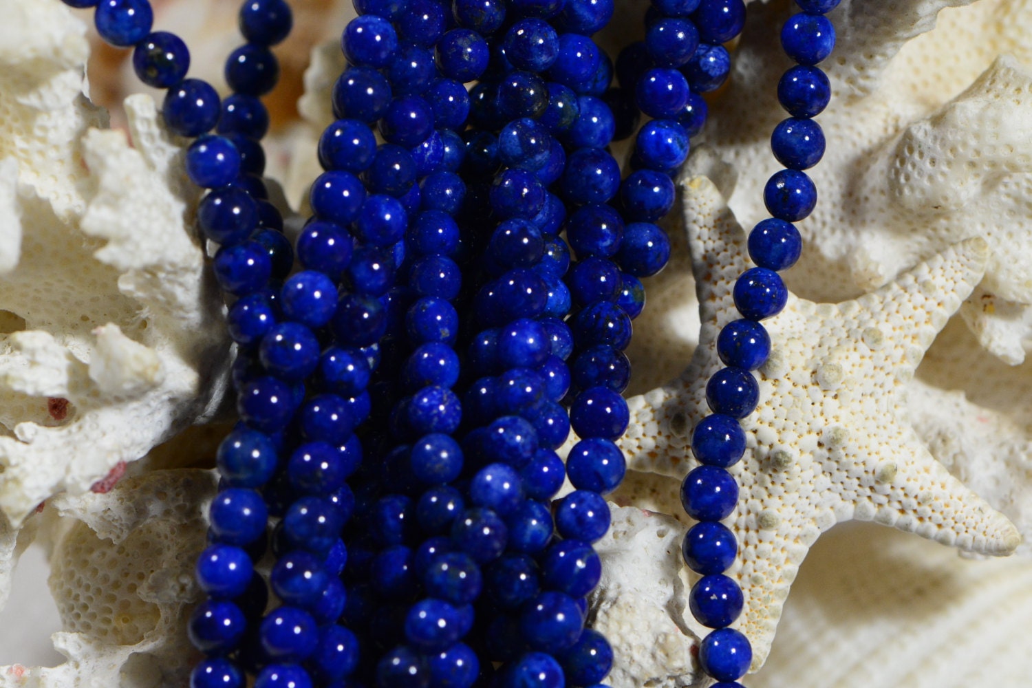 Lapis Lazuli Round Beads: 4mm Royal Blue Gemstone, 7" Strand