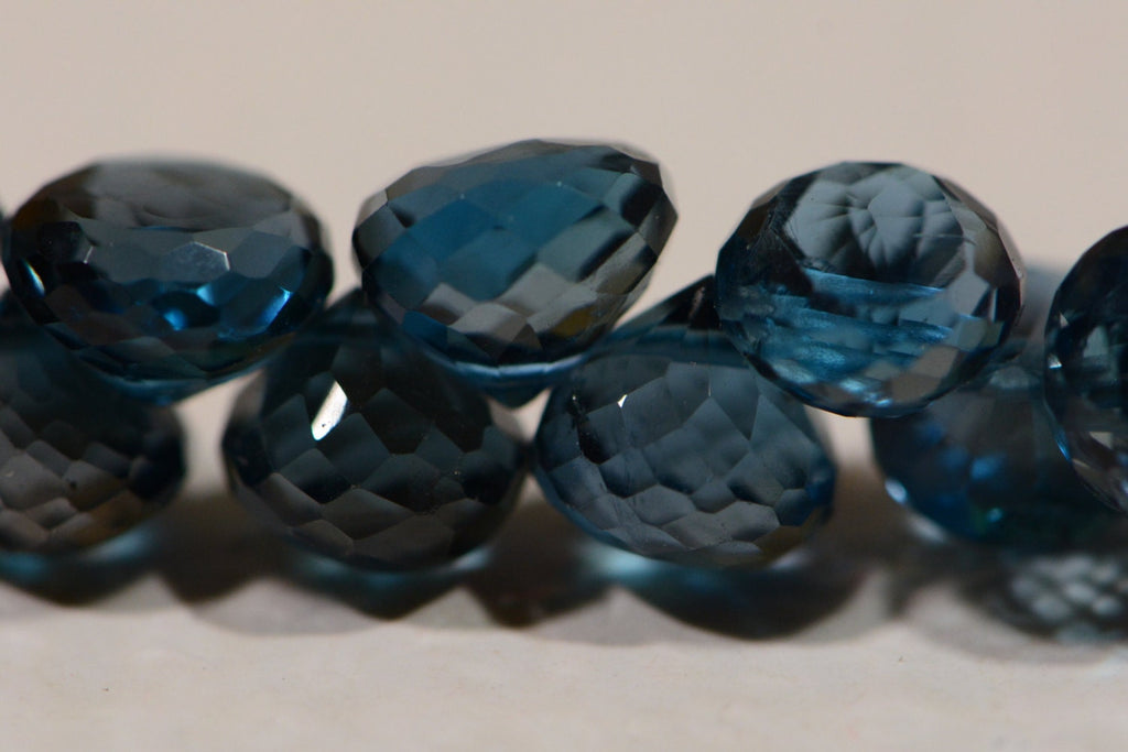 Faceted London Blue Topaz Beads: AAA Onion Cut Gemstone (2pcs)