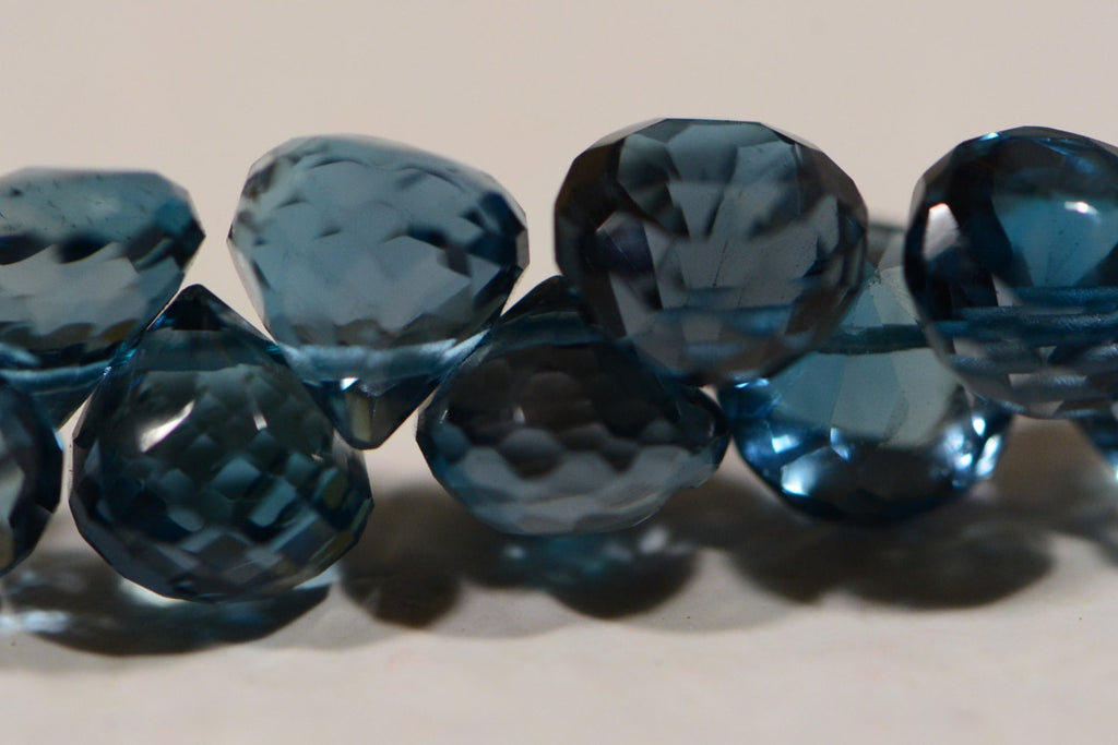 Faceted London Blue Topaz Beads: AAA Onion Cut Gemstone (2pcs)