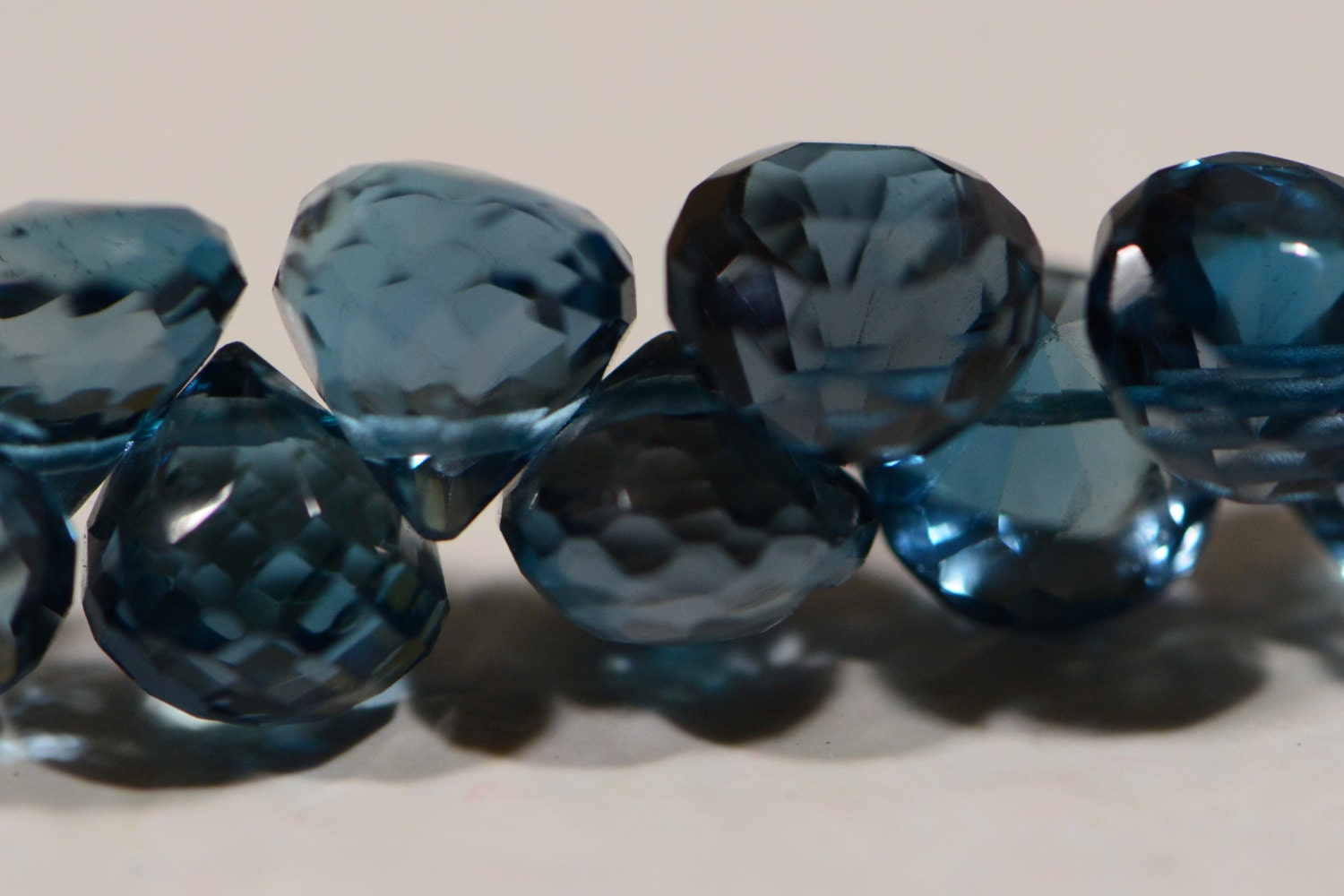 Faceted London Blue Topaz Beads: AAA Onion Cut Gemstone (2pcs)