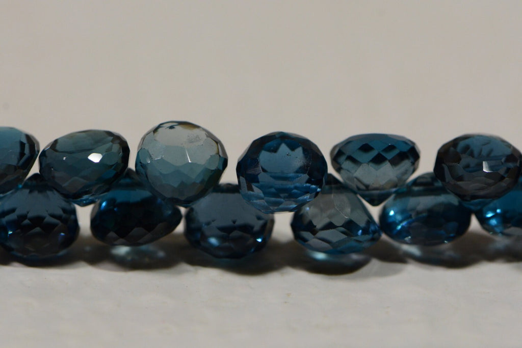 Faceted London Blue Topaz Beads: AAA Onion Cut Gemstone (2pcs)