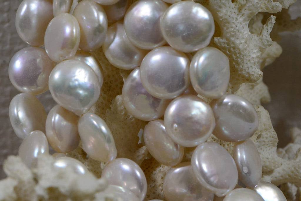 Pearls Freshwater Coin 12mm White Pearl Beads Jewelry Making Supplies