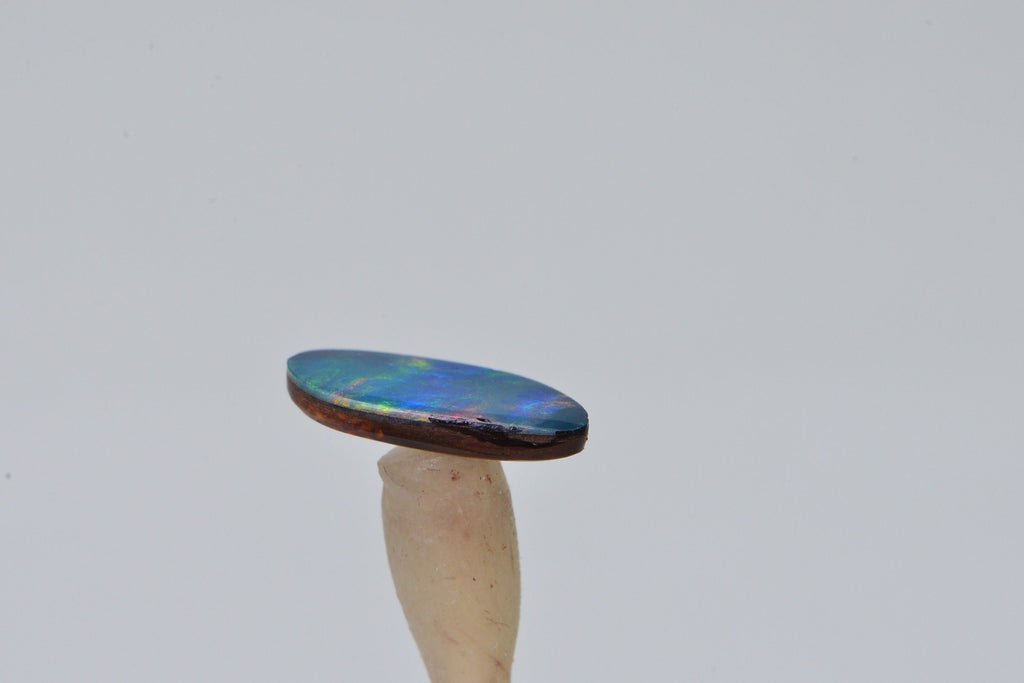 Australian Black Opal Doublet: 1.90 Ct Freeform Teardrop Boulder Opal