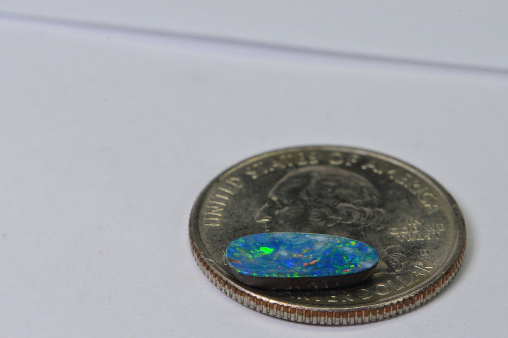 1.85Ct Black Opal Gemstone: Freeform Australian Boulder Doublet