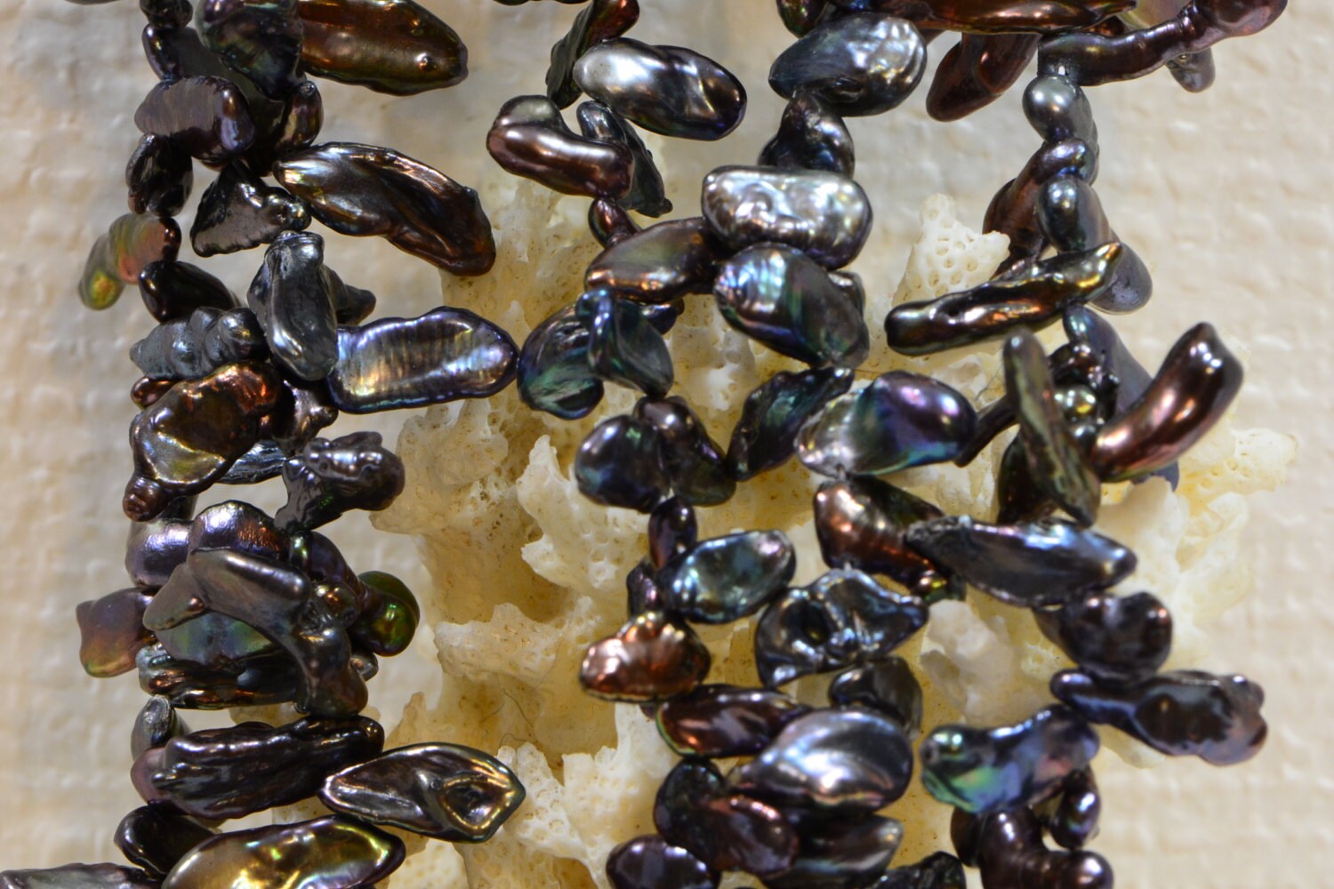 Black Keshi Pearl Strand: AAA Freshwater Cultured Beads