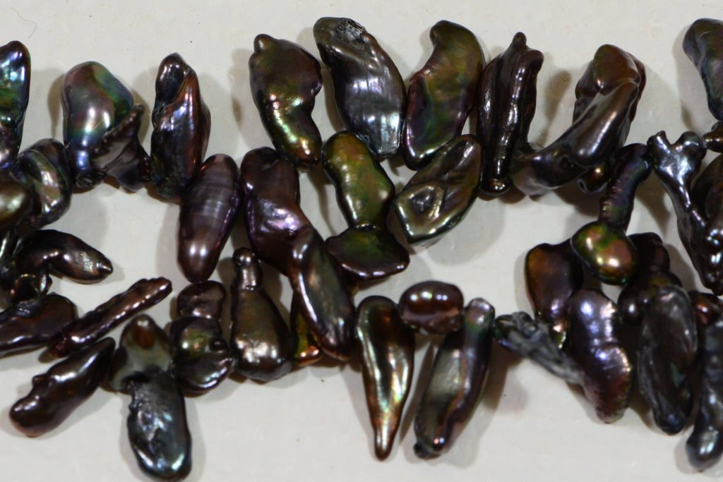 Black Keshi Pearl Strand: AAA Freshwater Cultured Beads
