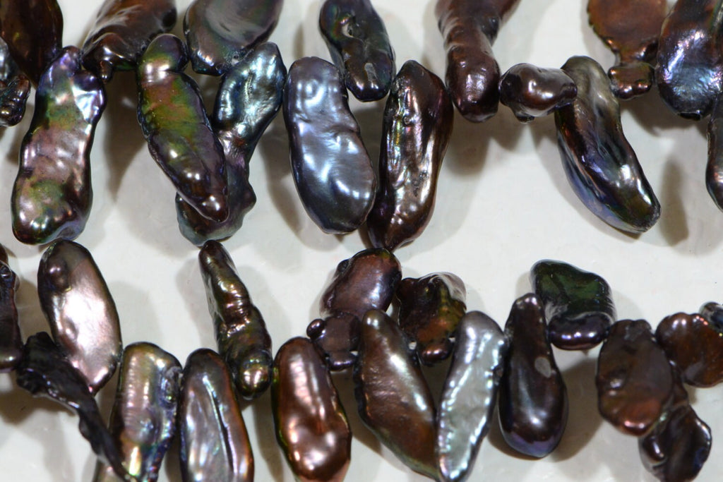 Black Keshi Pearl Strand: AAA Freshwater Cultured Beads