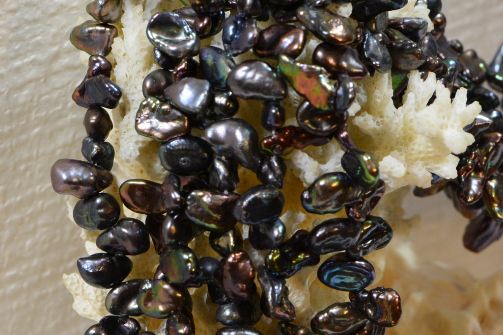 Black Keshi Pearl Beads: Cultured Freshwater Pearls, Jewelry Making Supplies