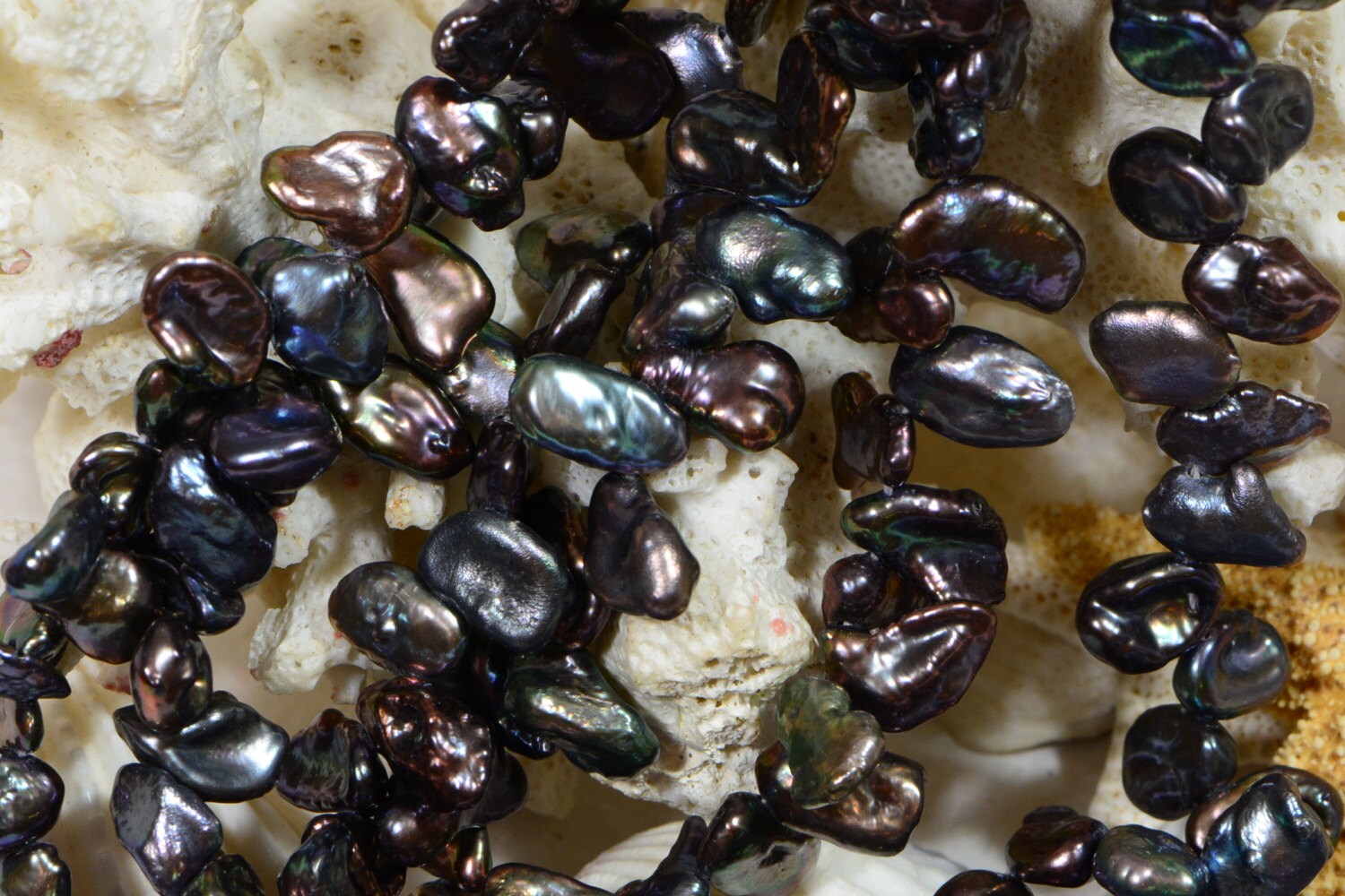 Black Keshi Pearl Beads: Cultured Freshwater Pearls, Jewelry Making Supplies