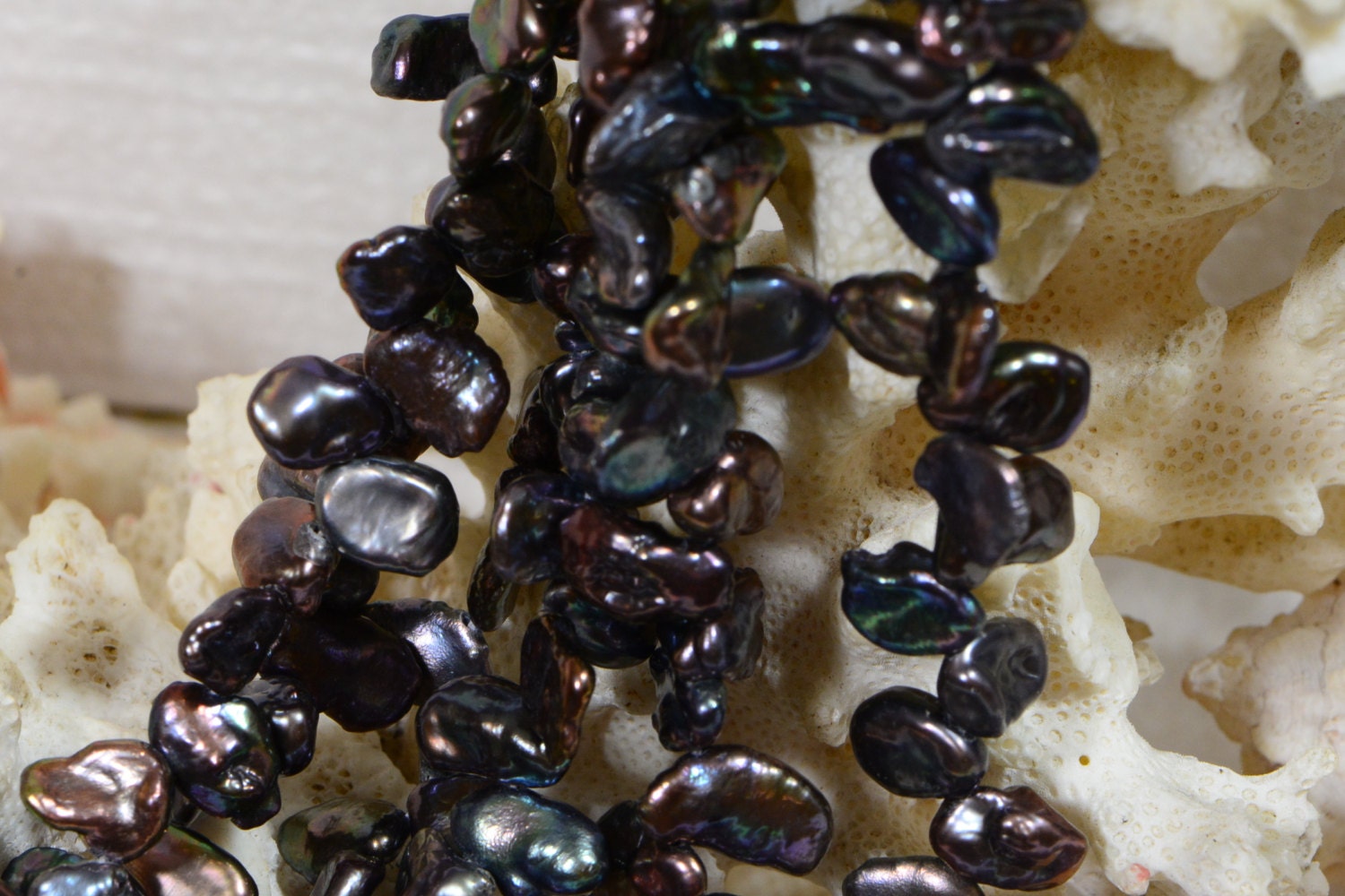 Black Keshi Freshwater Pearl Strand: DIY Jewelry Making