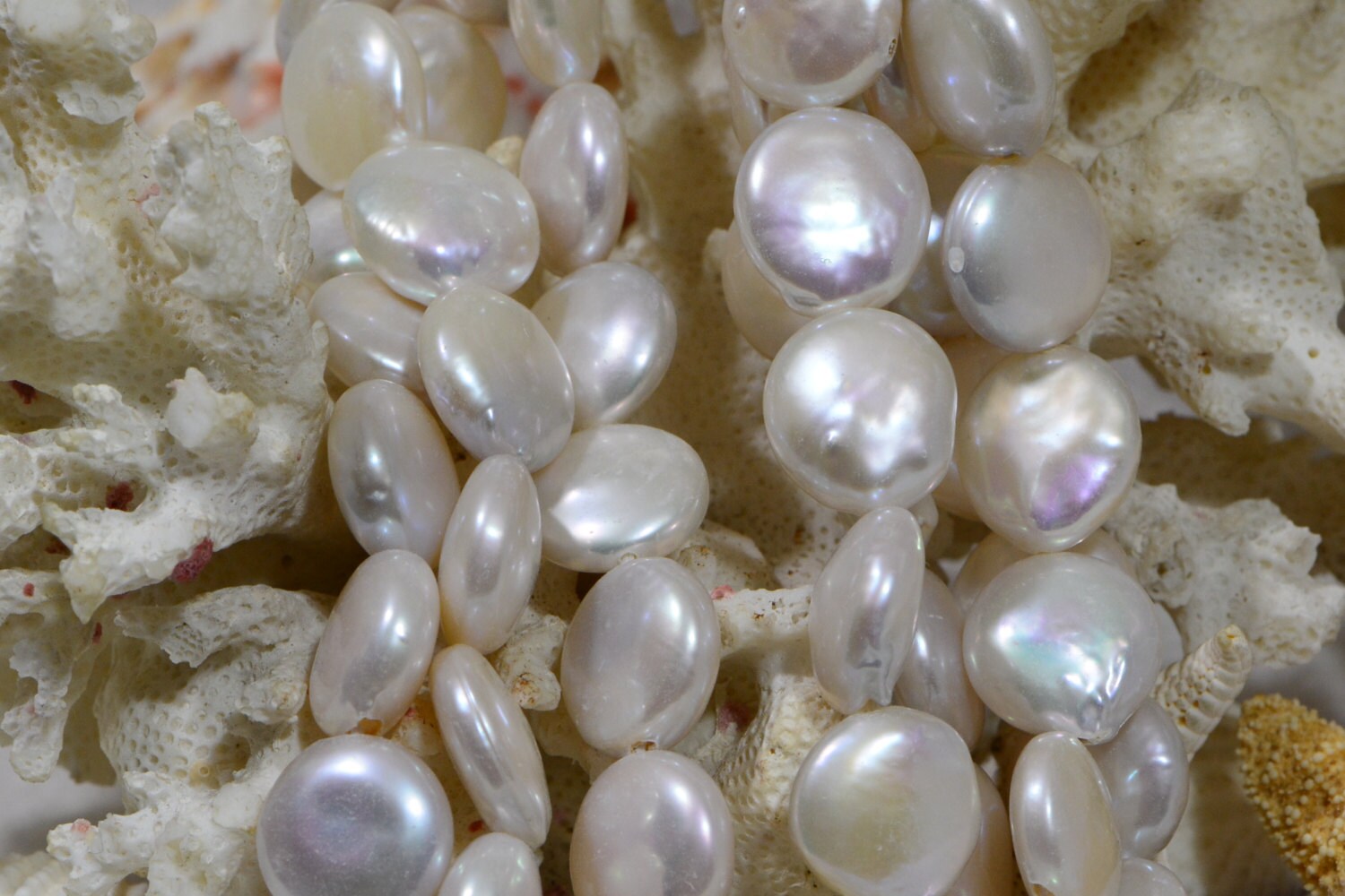 Pearls Freshwater Coin 12mm White Pearl Beads Jewelry Making Supplies