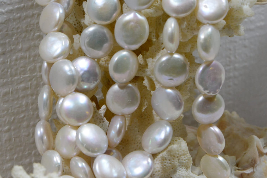 Pearls Freshwater Coin 12mm White Pearl Beads Jewelry Making Supplies