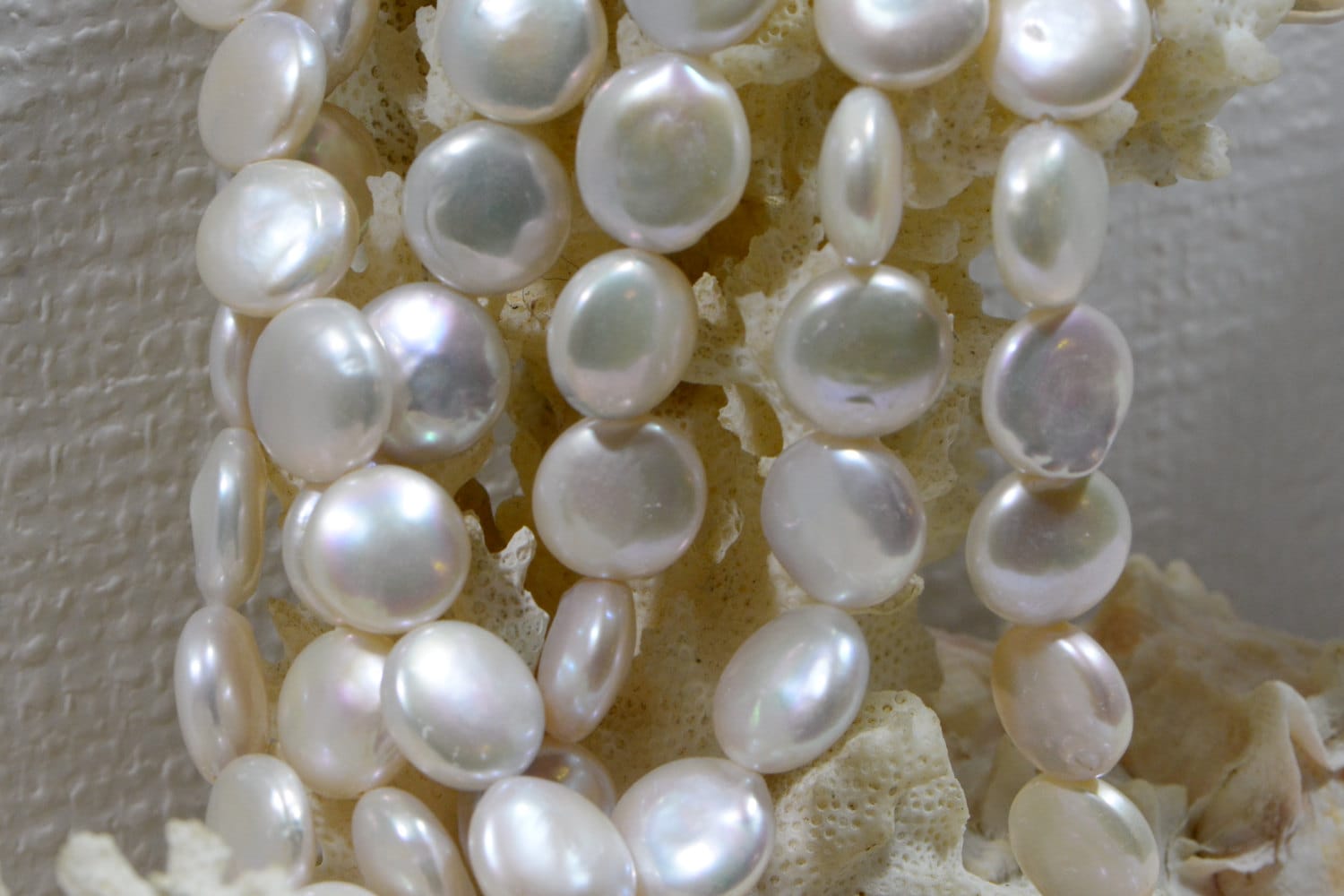 Pearls Freshwater Coin 12mm White Pearl Beads Jewelry Making Supplies