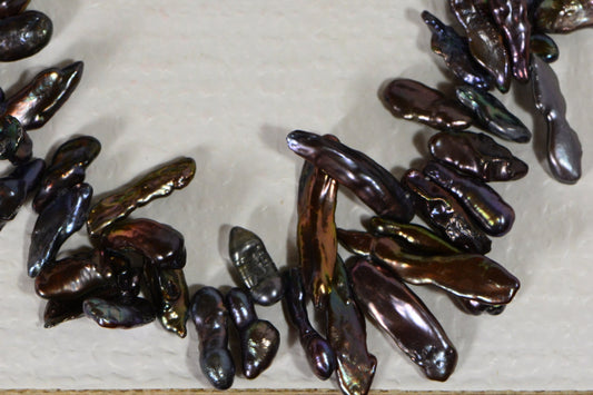 Black Keshi Pearl Strand: AAA Freshwater Cultured Beads