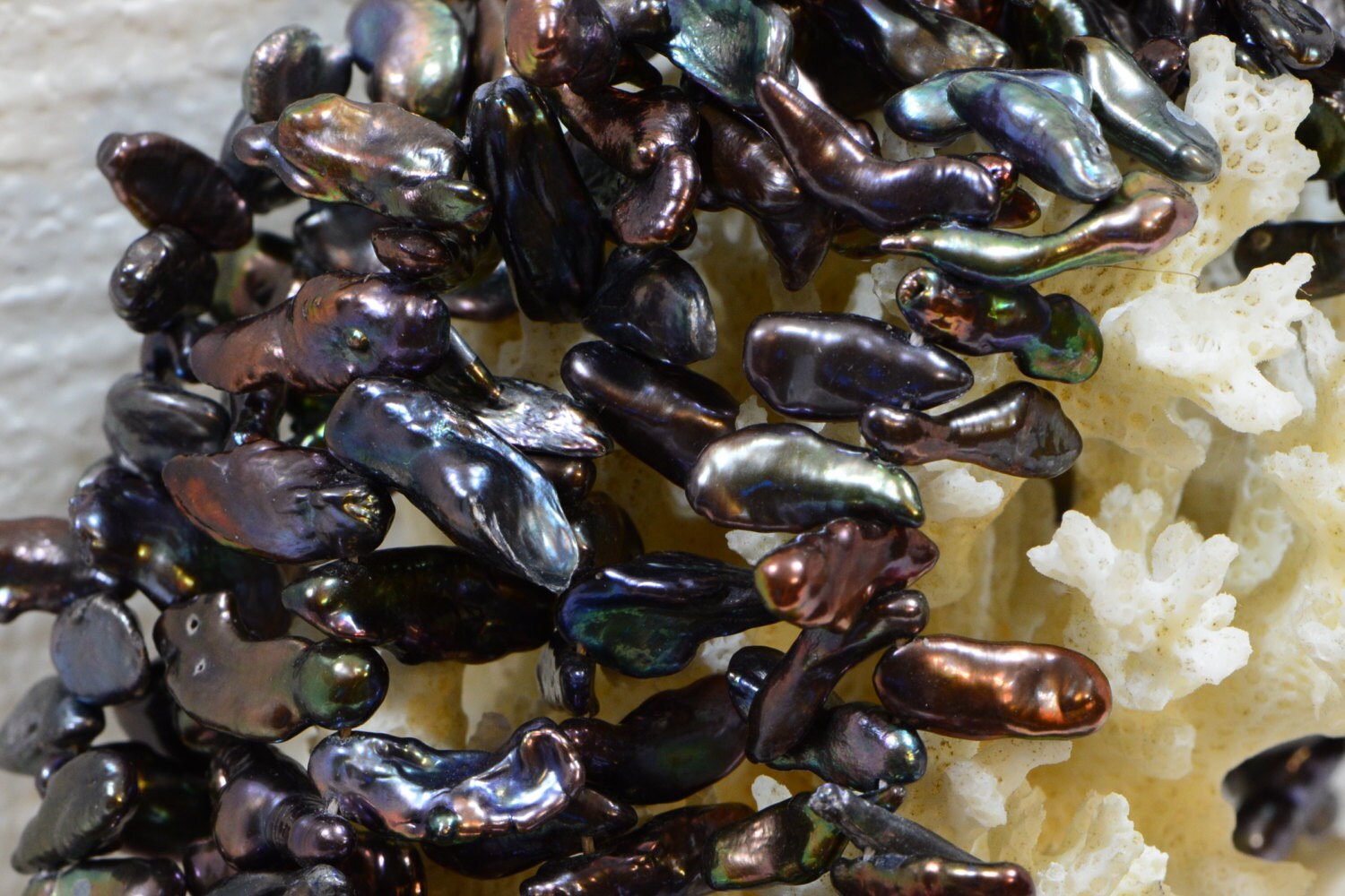 Black Keshi Pearl Strand: AAA Freshwater Cultured Beads
