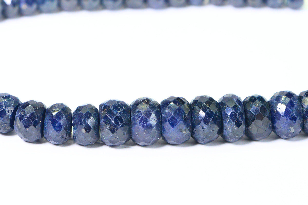 Natural Dark Blue Sapphire Rondelle Beads: Faceted Gemstone Jewelry Supplies