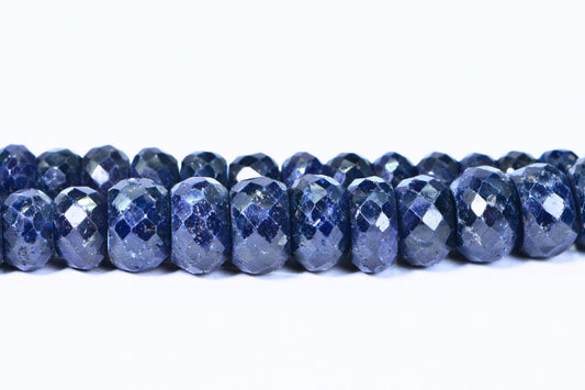 Natural Dark Blue Sapphire Rondelle Beads: Faceted Gemstone Jewelry Supplies