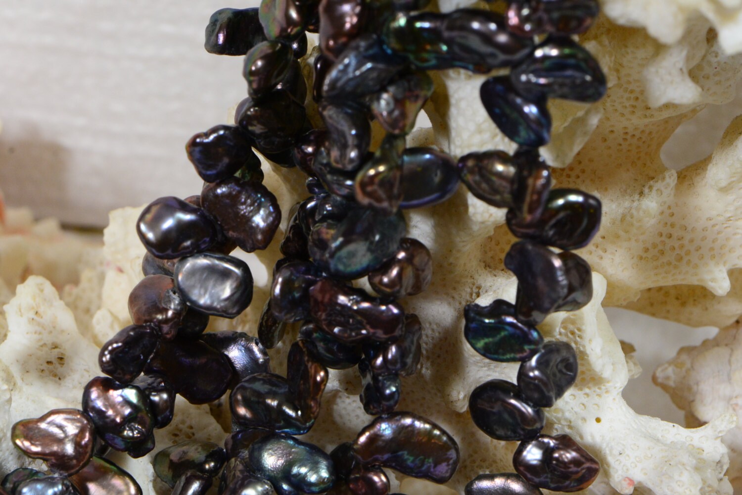 Black Keshi Pearl Beads: Cultured Freshwater Pearls, Jewelry Making Supplies