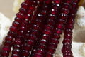 Simulated Ruby Quartz Beads: 4mm Faceted Rondelle, July Birthstone