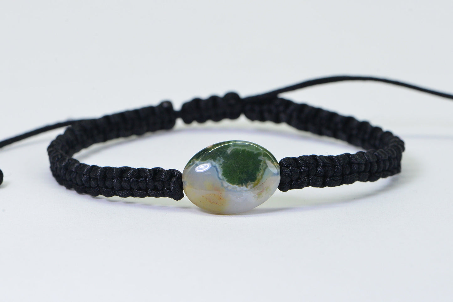Green Ocean Jasper Bracelet: Macrame Adjustable Gemstone Bracelet