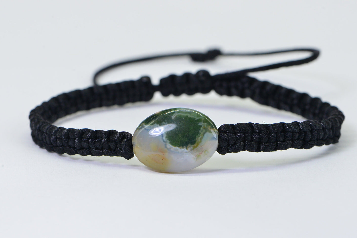 Green Ocean Jasper Bracelet: Macrame Adjustable Gemstone Bracelet