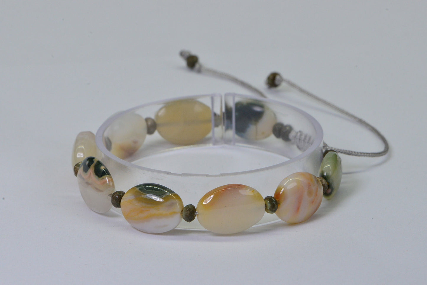 Ocean Jasper Bracelet: Macrame Knotted Adjustable Gemstone Bracelet