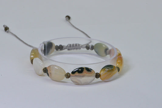 Ocean Jasper Bracelet: Macrame Knotted Adjustable Gemstone Bracelet
