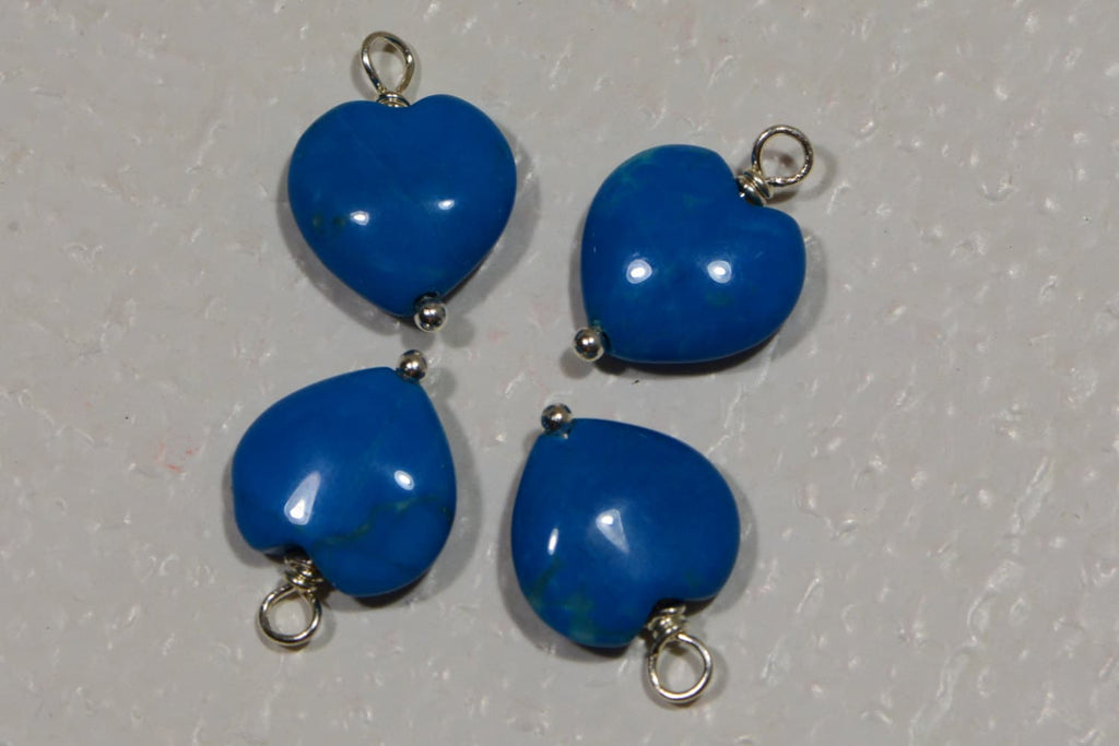 Blue Quartz Heart Briolettes: Silver Wire Wrapped Gemstone Beads
