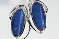 Australian Black Opal Earrings: Sterling Silver, Freeform Gemstone